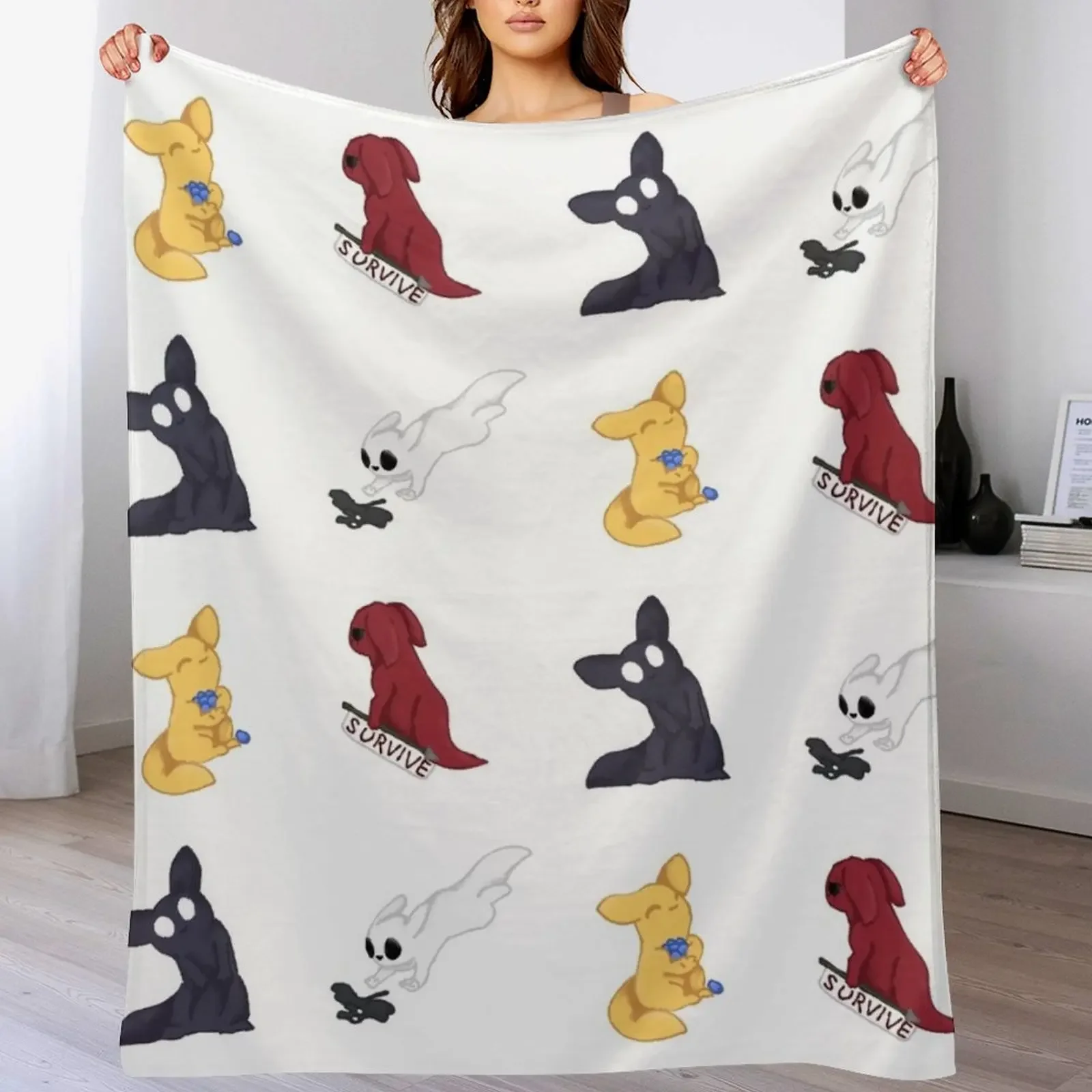 

Rain World slugcats Throw Blanket Plaid Custom Quilt warm for winter Blankets