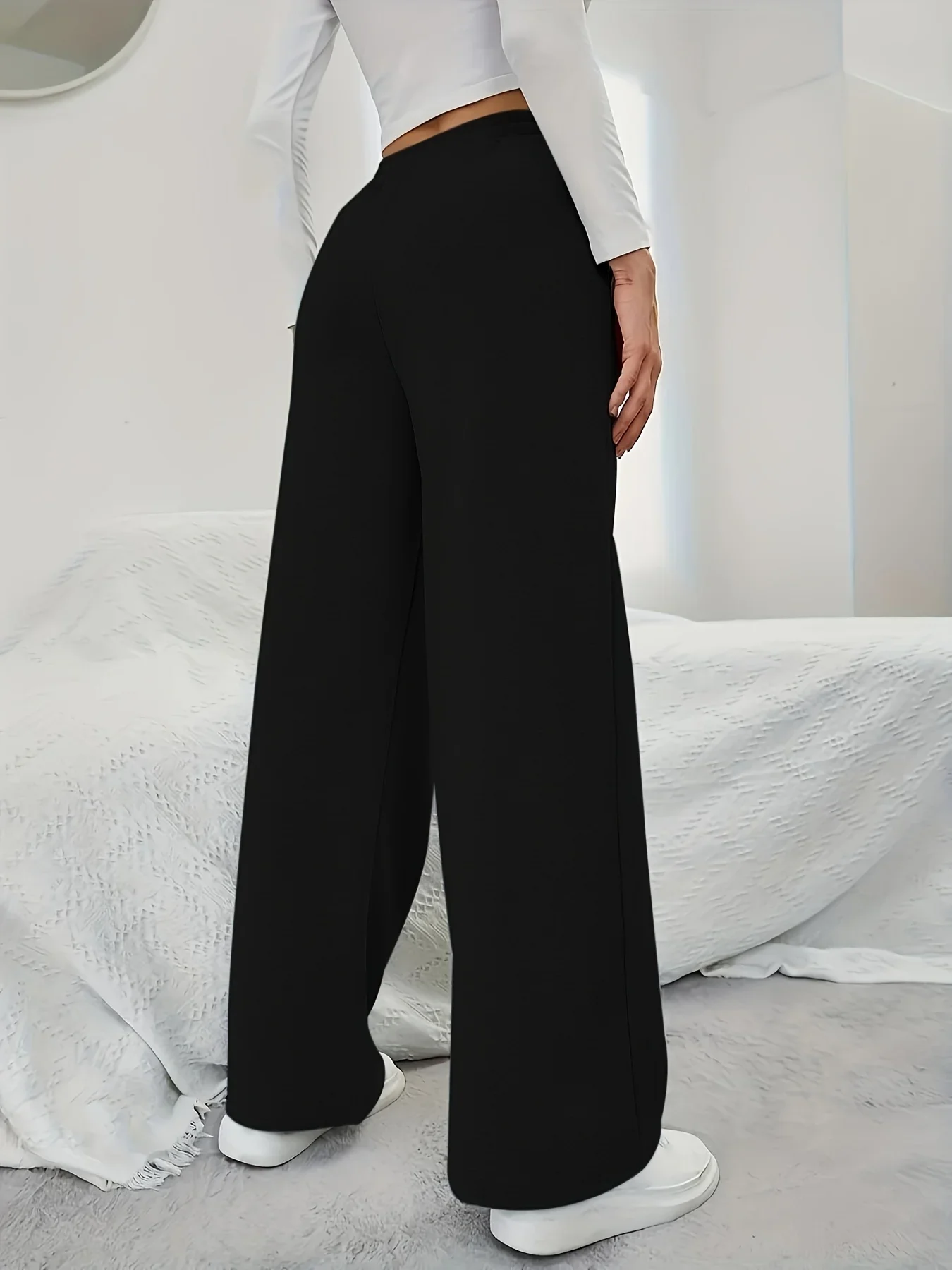 المرأة الخريف والشتاء حجم كبير طباعة القلب فضفاض مستقيم الصوف الساق Sweatpants حزام مطاط الشارع الشهير تنوعا