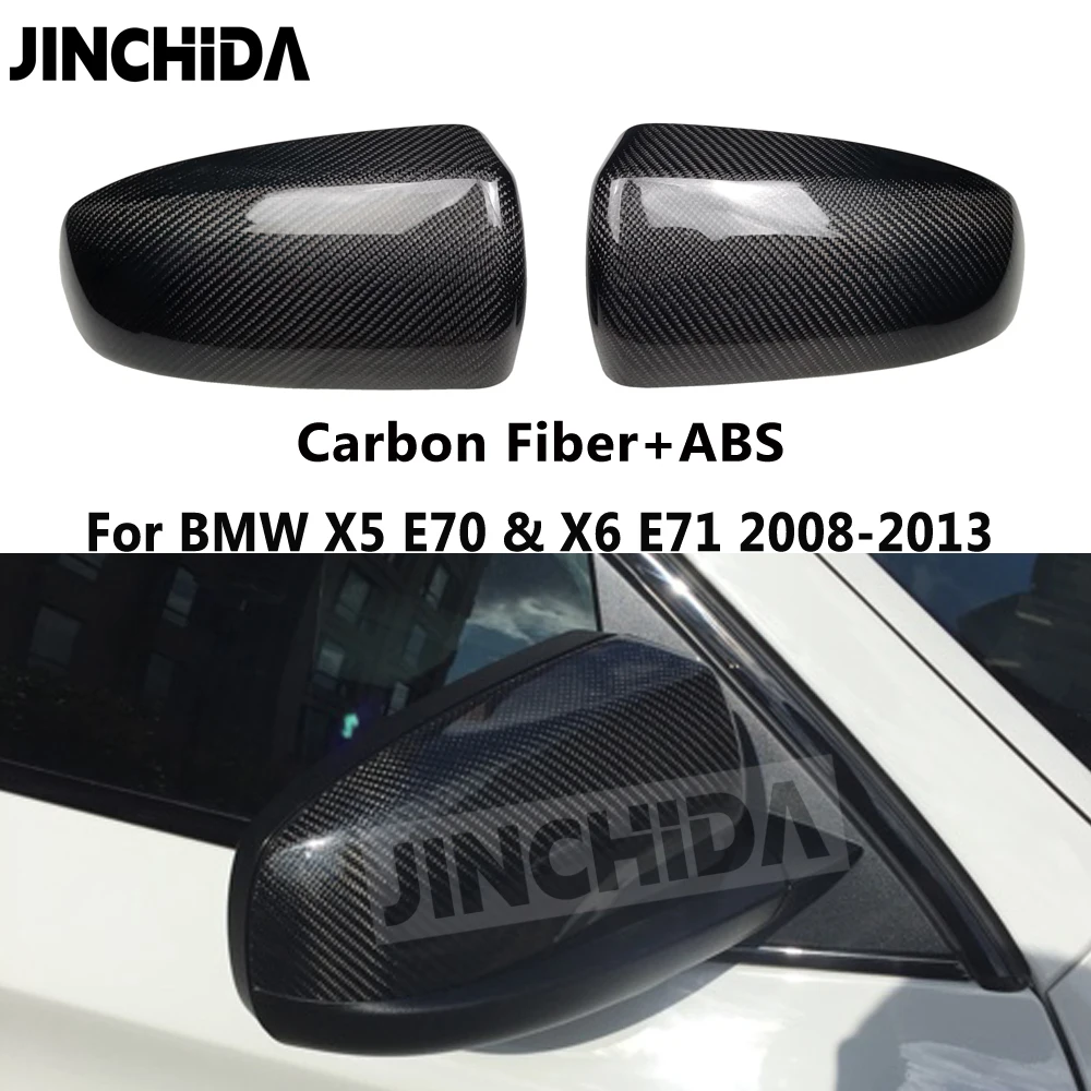 Real Carbon Fiber ABS Replacement Style Rear View Mirror Caps for BMW X5 X6 E70 E71 2008-2013 Side Door Mirror Cover