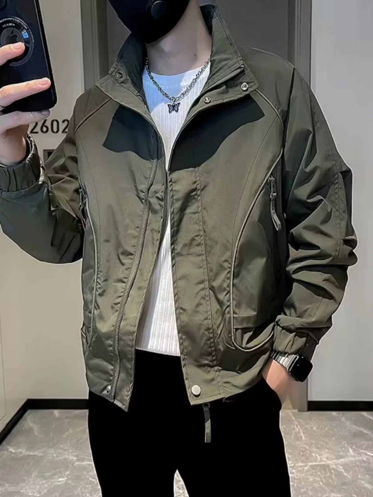 

Мужская повседневная куртка с воротником-стойкой, рабочая одежда Sle Faionable, брендовая осенне-зимняя верхняя одежда на молнии, подставка-стойка