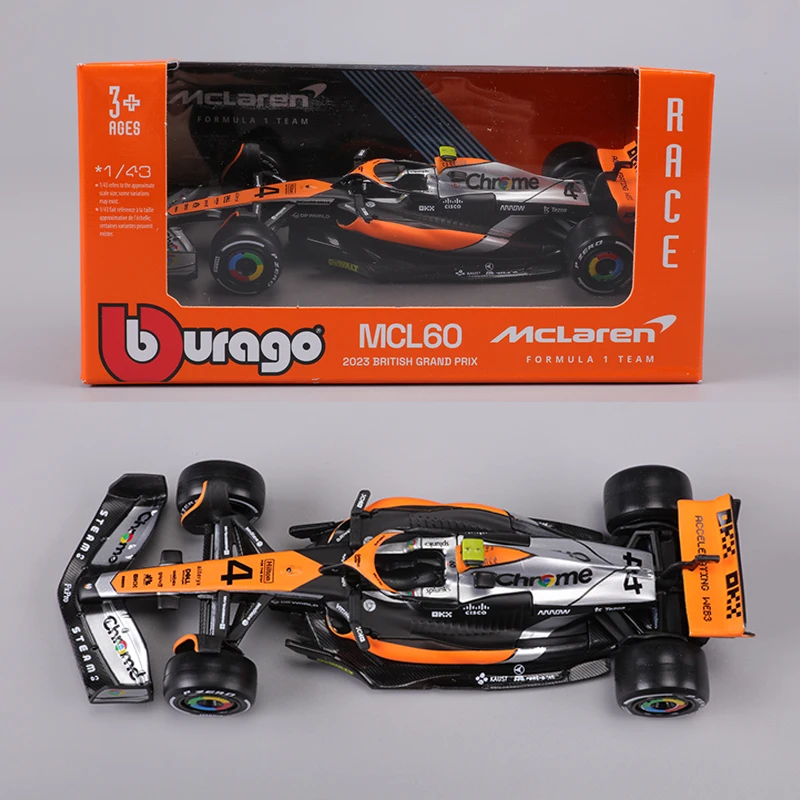 Bburago 1:43 2023  MCL60 British Grand Prix F1 Racing Car Model NO.34/NO.81 Alloy Model Car