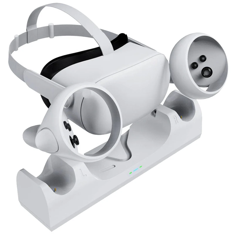 Suporte de carregamento para capacete, alça esquerda e direita, carregador com luz de exibição LED, peças de reposição para Oculus Quest 2 VR