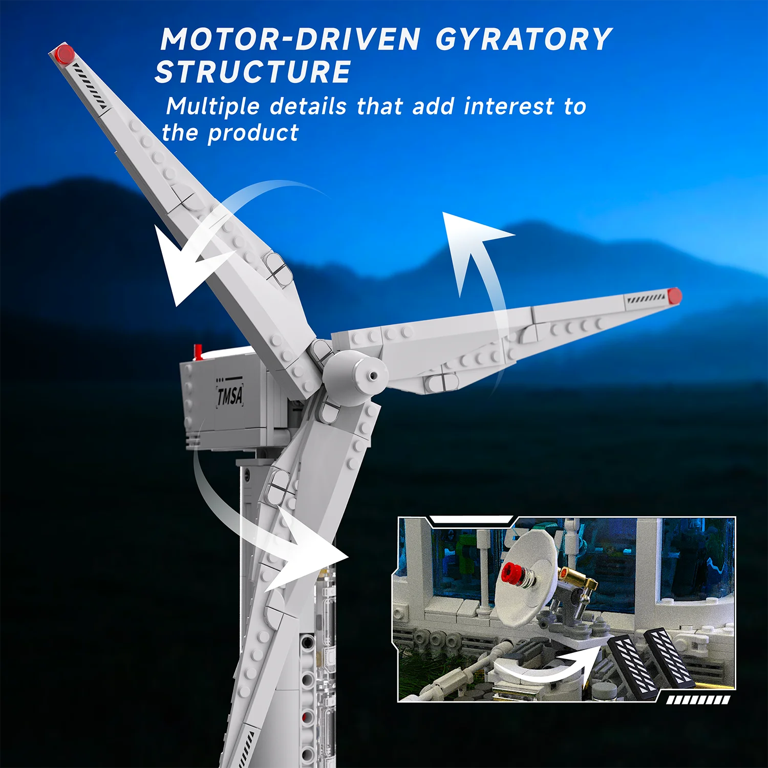 2291 قطعة WTGS مزرعة الرياح اللبنات استكشاف الفضاء الإضاءة نبات طاقة الرياح نموذج المحرك مدفوعة لغز لعبة هدية الكريسماس