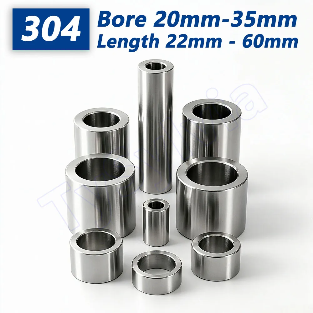 M20-M35 Sleeve Bearing Bushing, 304 Stainless Steel CNC Machined Shaft Sleeve Unthreaded Spacer Multiple Lengths 22–60mm