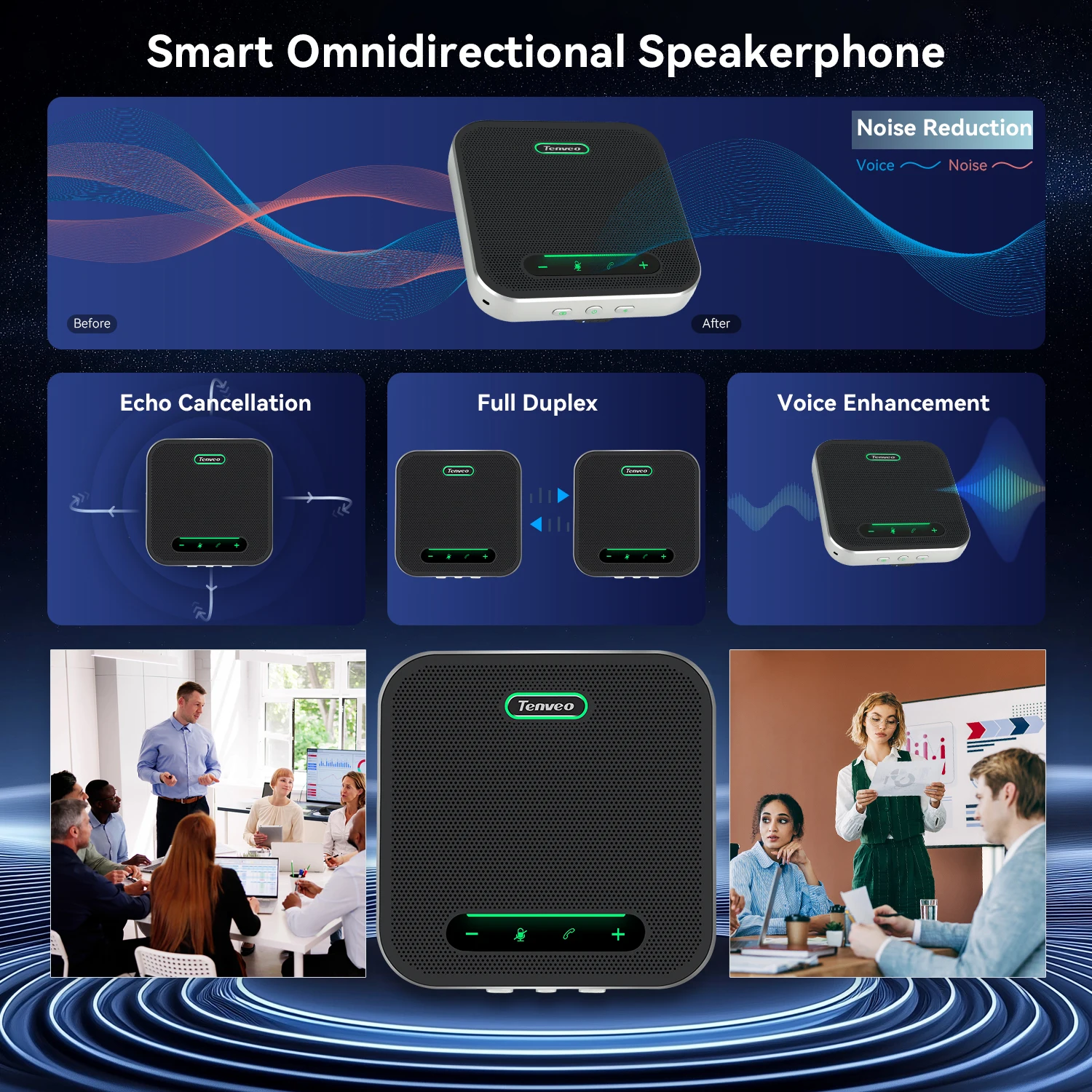 M2B-CC Wireless Daisy Chain Speakerphone USB//Dongle Connection With 8 Microphones For 12-20 People Meeting