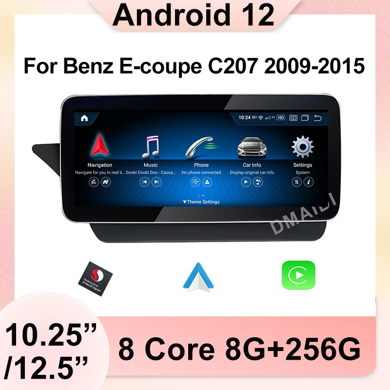 Android 12 128G Snapdragon Car Multimedia Player For Mercedes Benz E Class Two Door Coupe C207 W207 A207 2009 -2016 Stereo Radio