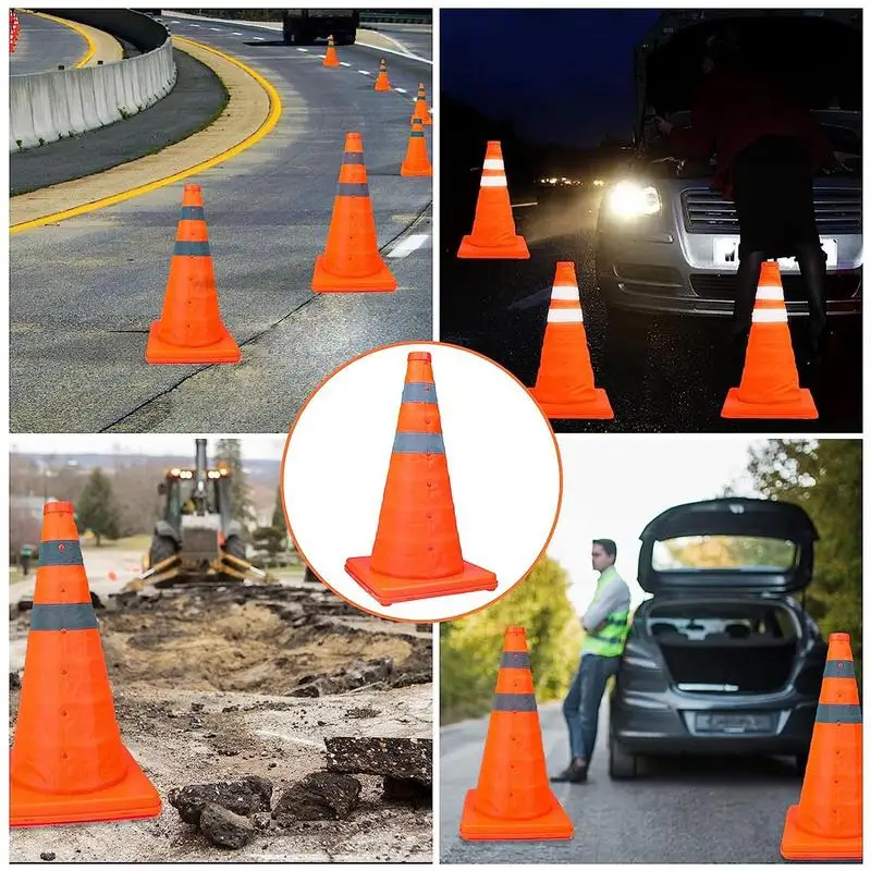 Imagem -05 - Cone Dobrável do Tráfego com Listra Reflexiva Cones Dobráveis do Estacionamento Cone de Segurança Altura 45cm