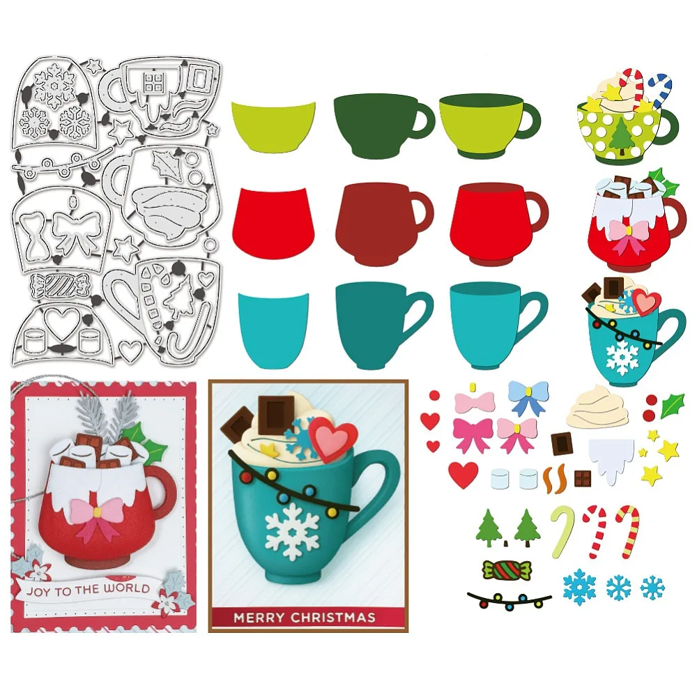 Tassen-Motiv Kohlenstoffstahl-Stanzformen Schablonen für DIY Scrapbooking Fotoalbum Dekorative Prägung Papierkarten Tischgeschirr