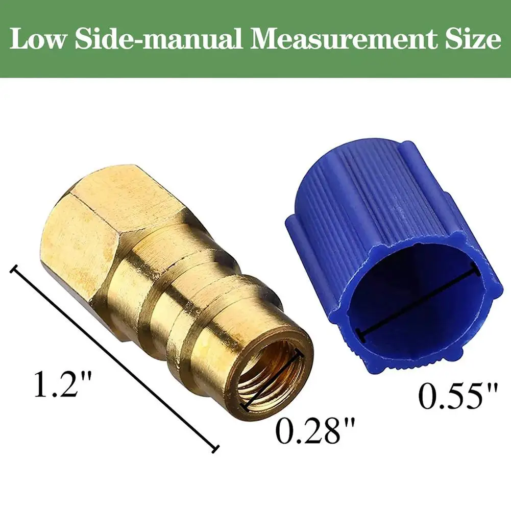 2pcs R12 R22 To R134a Adapters R12 To R134a Retrofit Kit High/Low Side Fitting Conversion Kit 1/4in SAE To 7/16in UNF