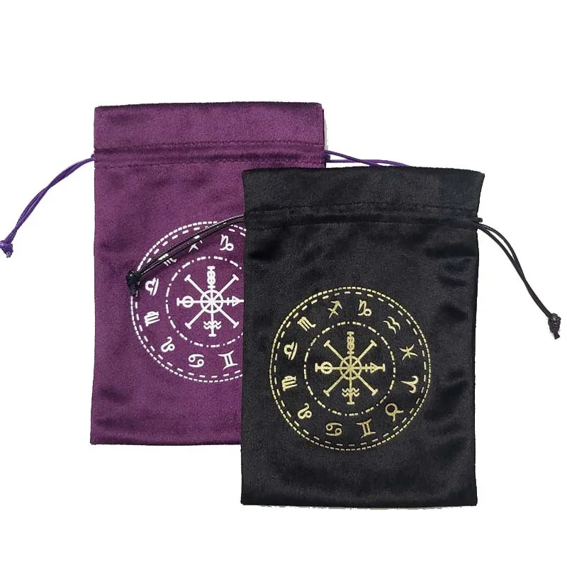 Velvet Animals Tarots Sun Skull Wicca Oracle Cards Small Storage Bag Pouch Runes Constellation Witch Divination for Jewelry Dice