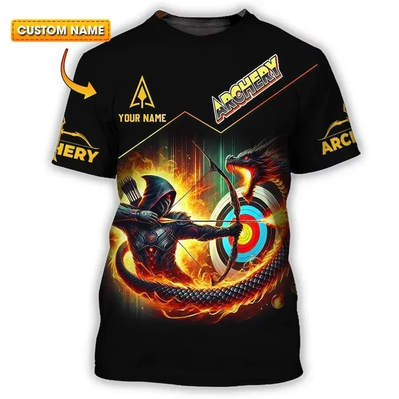 Men's round neck T-shirt, plus size, suitable for archery clubs, customizable name, new summer series short sleeved