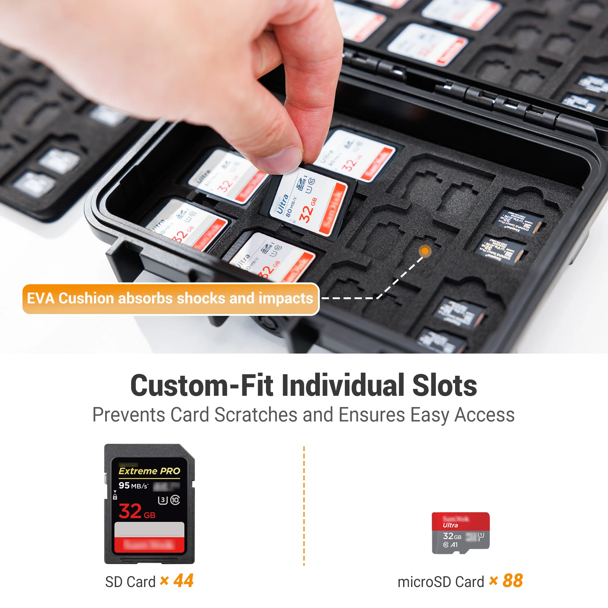 Large Capacity 132 Slots SD Memory Card Case IP67 Waterproof for TF Card XQD Card Holder for 44 SD SDHC SDXC + 88 Micro SD Card