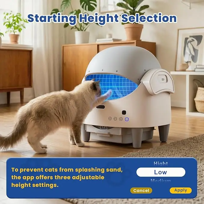 Self Cleaning Cat Litter Tray Monitoring Features, App Control Automatic Litter Tray, Adjustable Height Advanced Odour Control