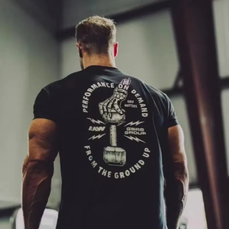 Hot Sale Cotton Workout Shirts Mens Oversized Gym T Shirt Breathable Vintage Graphic Shirts Oversized Short Sleeve Top 2026
