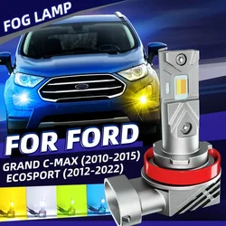 2×Car LED Front Fog Light Bulbs White Yellow Dual Colors Switchback For Ford Grand C-MAX Van DXA CB7 CEU 2010 Ecosport 2012-2022