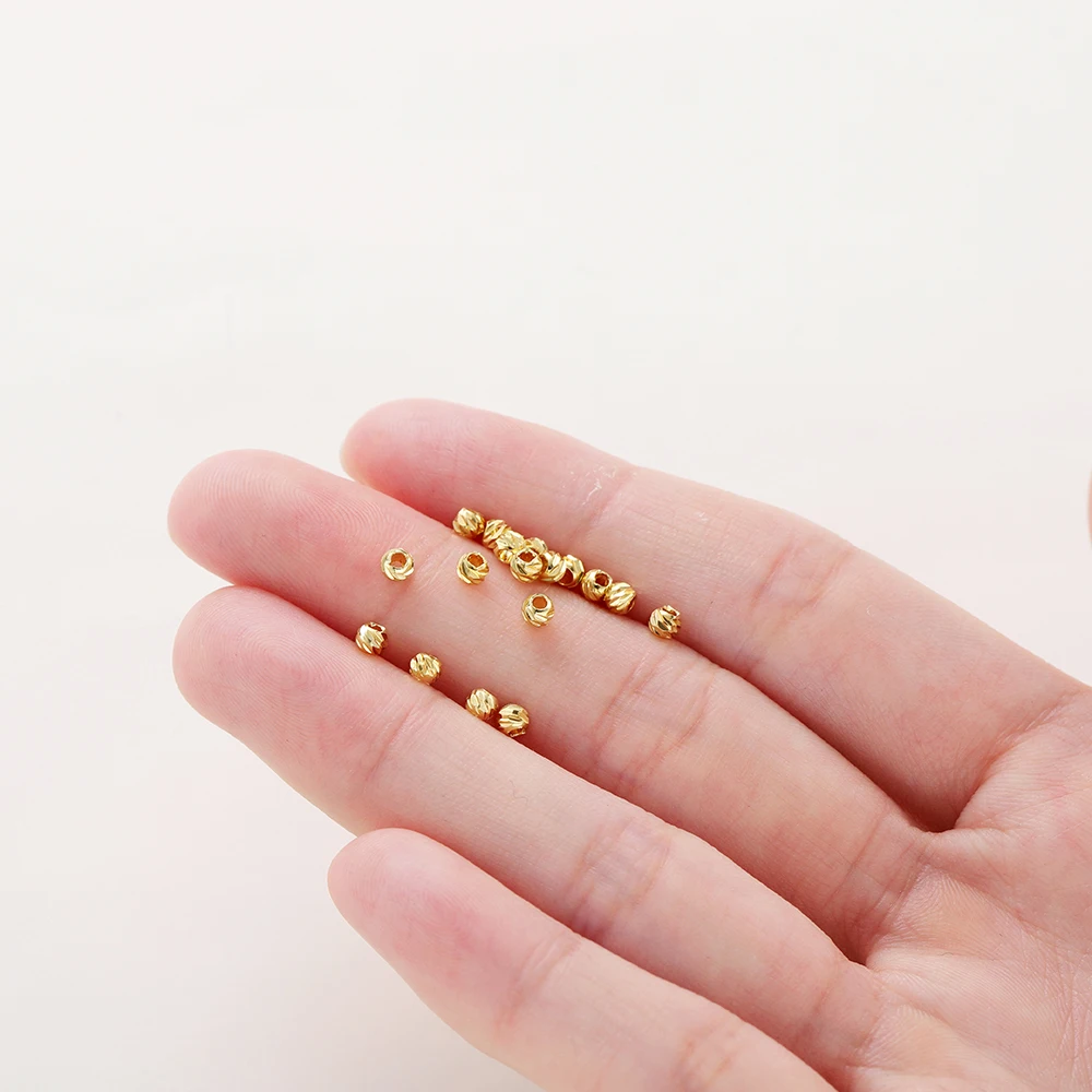 20 teile/los 18K Gold Überzogene Streifen Schnitzen Perlen Ohrring Halskette Blume Lose Spacer Perlen Für DIY Schmuck Machen Großhandel Erkenntnisse – Detail 15
