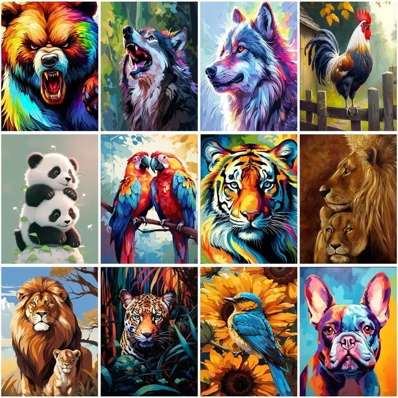 CHENISTORY Coloring By Number Dog Lion Wolf Kits Painting By Number Animal DIY Modern Drawing On Canvas HandPainted Art Gift