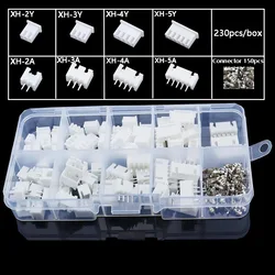 230 Pcs XH2.54 2p 3p 4p 5pin 2.54mm Pitch Terminal Male And Female Housing Kit Pin Connector Kit Connectors Adaptor XH Kits Box