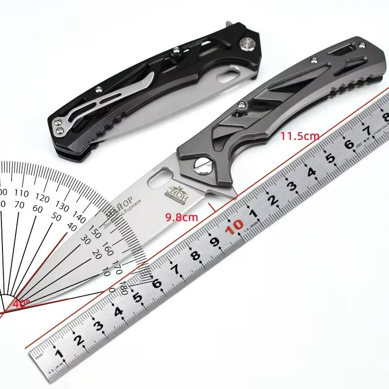 HOKC- New hollow handle unique D2 steel folding knife handy self-defense emergency rescue tool bread slice sharp fruit knife