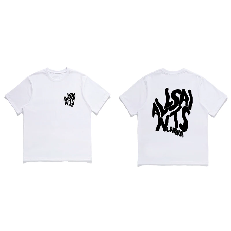 ALL SAINTS T Shirts Creative Letter Front Back Print RoundNeck Short Sleeve Men Women Summer Casual All-match Black White Tee