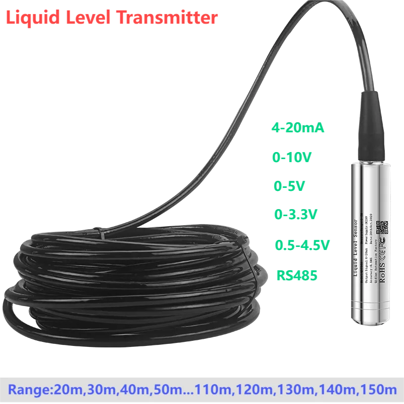 

4-20mA Liquid Level Sensor Transmitter 30M 40M 50M 60M Submersible Liquid Level Sensor 4-20mA 0-10V 0-5V Water Level Meter 0-3.3