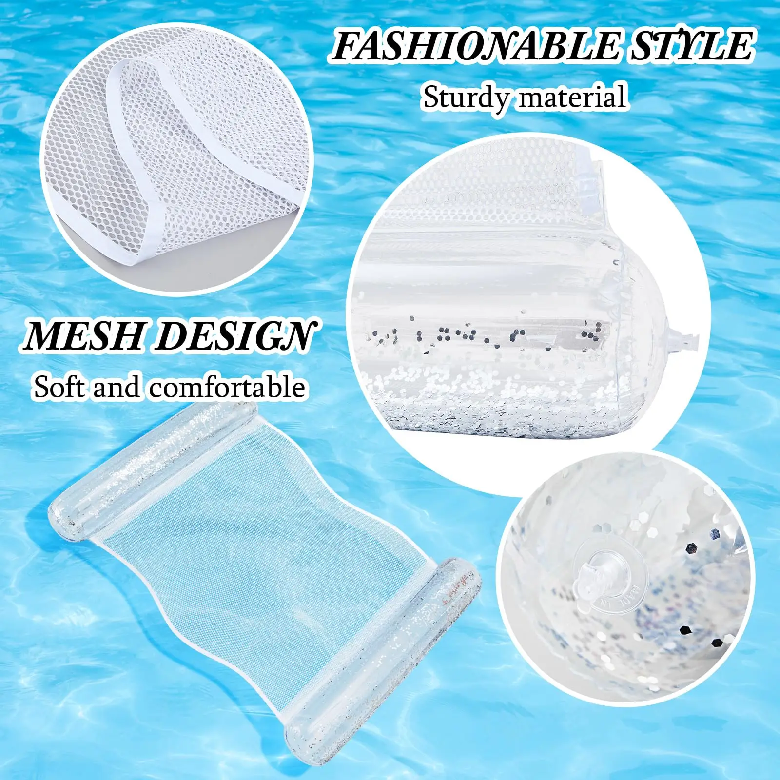 สระว่ายน้ําลอย Glitter เปลญวนน้ําสระว่ายน้ํา Inflatable สระว่ายน้ํา Floaties สําหรับผู้ใหญ่ Lake ฤดูร้อนอุปกรณ์เสริม Party