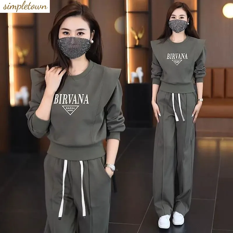 

Solid color casual fashion sports women's set 2024 spring and autumn new slim fit sportswear two-piece set