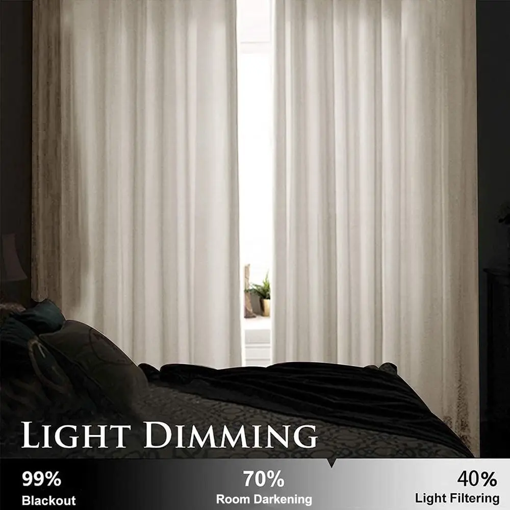 108 Long Velvet Curtains with Grommet - Ivory White, Soft and Noise-Reducing for Privacy, 2 Panels, 52 Wide