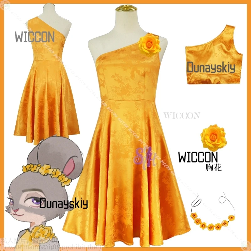 

Kawaii Furry Judyyy Cosplay Movie 2 Anime Costume Evening Gown Yellow Flowers Sweet Lolita Jirai Kei Girls Halloween