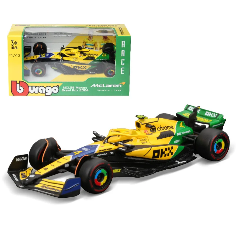 Neues Bburago 1:43 2024 F1 Mclaren Mcl38 Monaco Grand Prix Legierungsauto Miniaturdruckguss # 4. Lando Norris # Ich bin ein Spielzeugmodell von Oscar Piastri