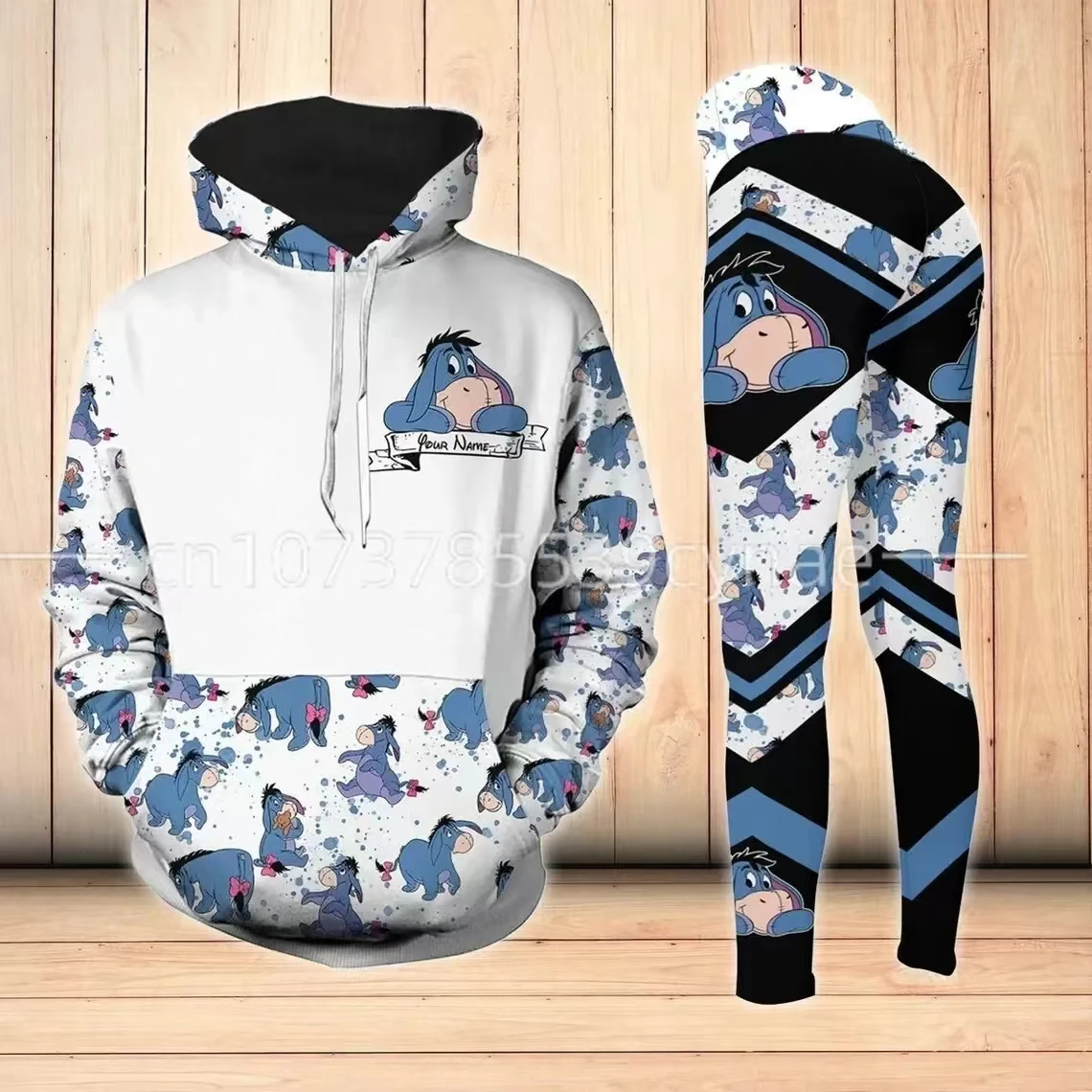 2024 Herfst Nieuwe Mode 3d Dames Set Sport Disney Cute Stitch Yoga Sportkleding Hoodie Dames Set Kleding