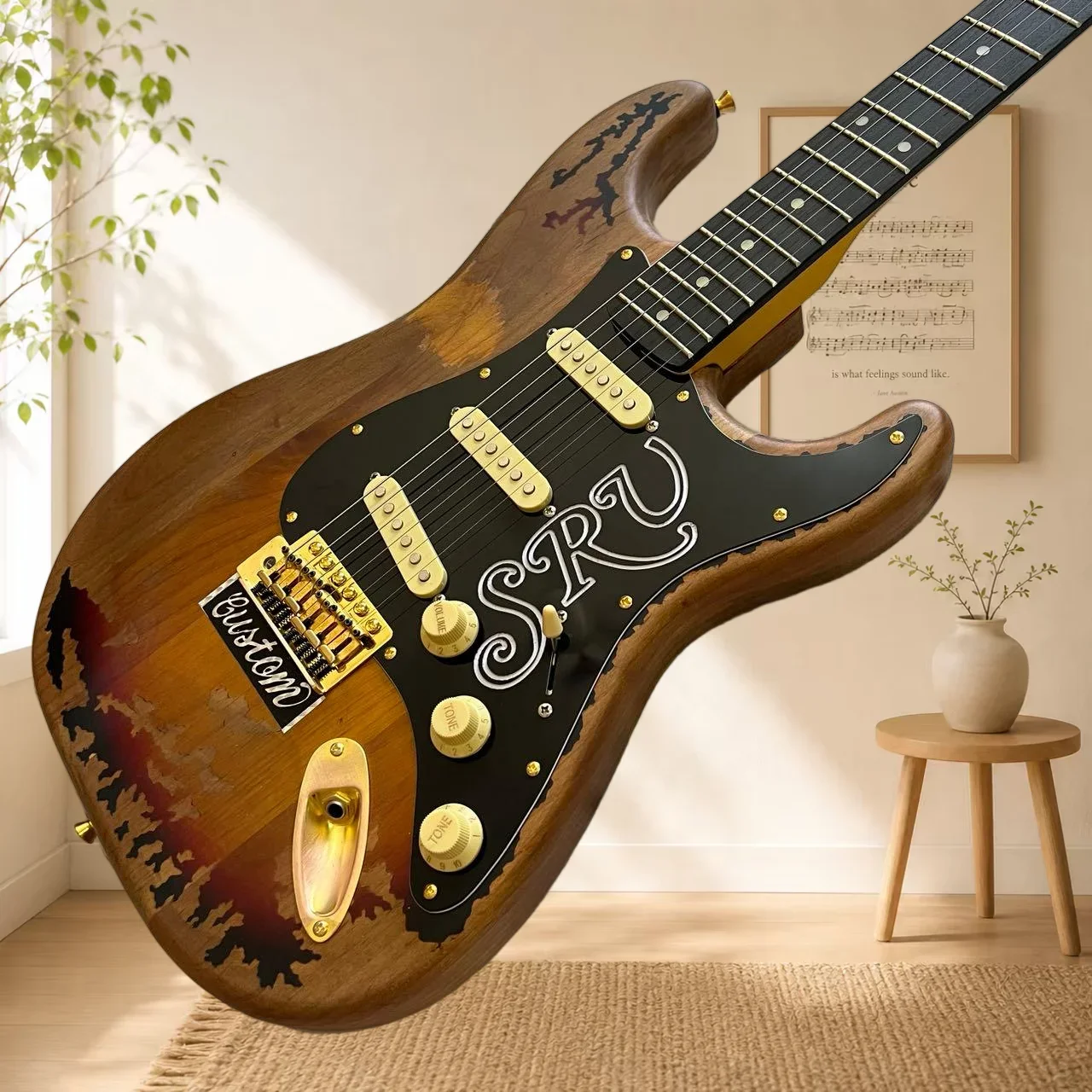 Heavy Worn Make Old STQ Style Guitar Natural Wood Base Sunburst Peeling Paint Full Gold Hardware Professional Blues 2026 new