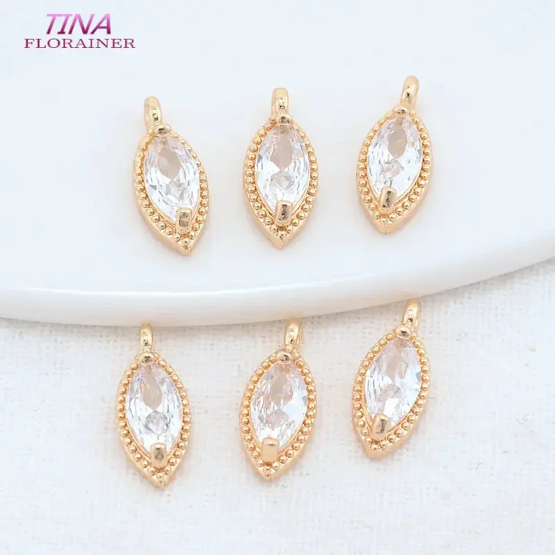 5*13MM 14K Gold Color Brass and Zircon Drop Shape Charms Pendants Necklace Earrings Jewelry Making Supplies Diy Accessories