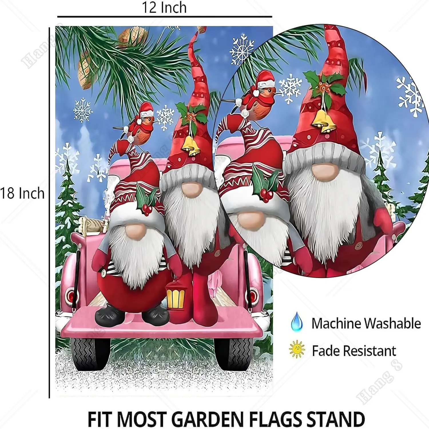 Winter Gnomes Garden Flags 12x18in Double Sided Christmas Garden Flag Outside Decorations for Yard Garden Flags for Outdoor