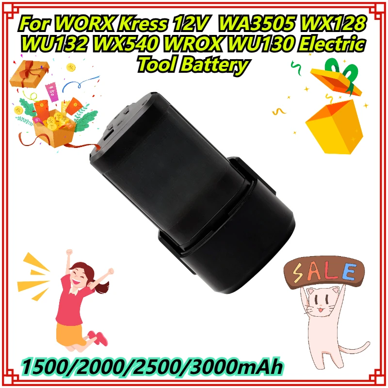 

1500/2000/2500/3000mAh For WORX Kress 12V WA3505 WX128 WU132 WX540 WROX WU130 Electric Tool Battery