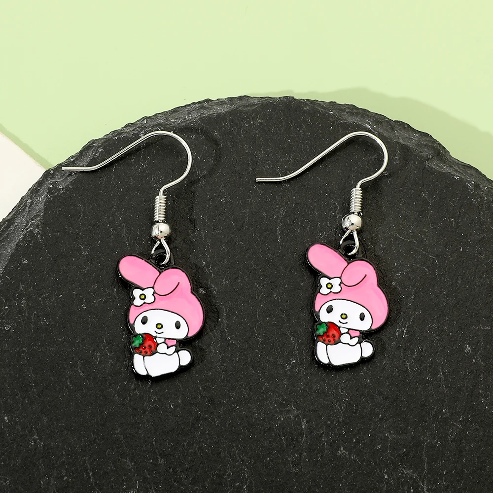 Anime Sanrio Kuromis Pendent Earrings Cartoon Cute Alloy Hook Earrings Minimalist Fashion Accessories Student Jewelry Gift