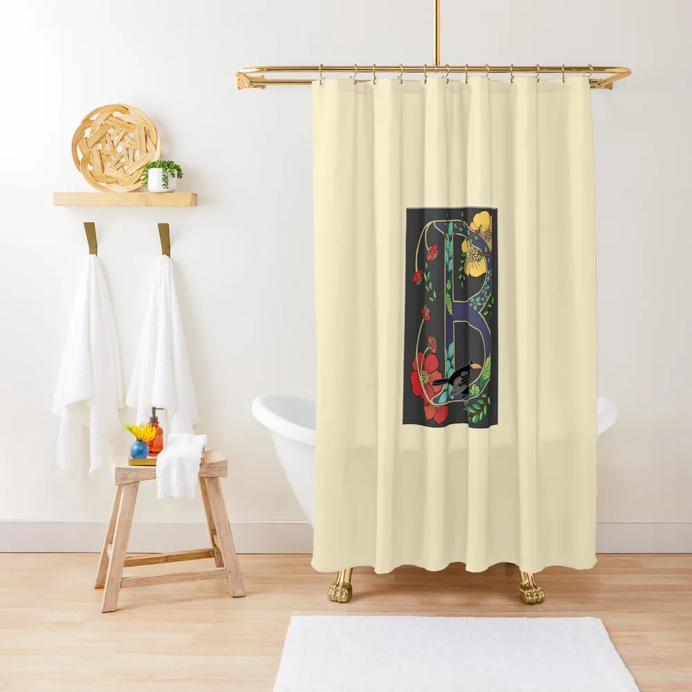 

B is for Blackbird, art nouveau style animal alphabet letter Shower Curtain Shower Set For Bathroom Bathroom And Shower Curtain