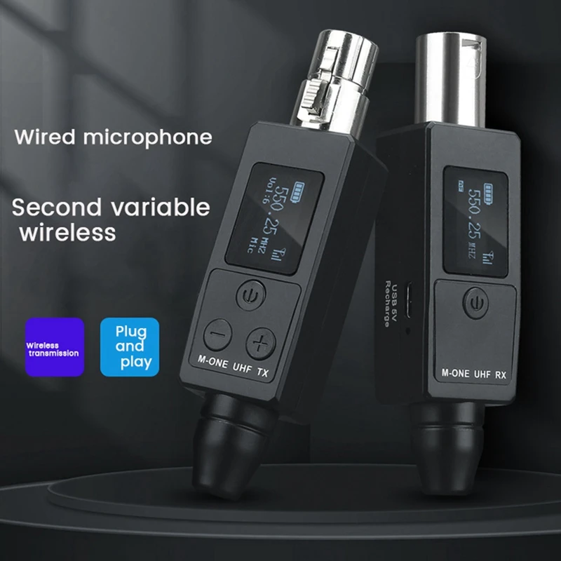 UHF Wireless Microphone Converter Transmitter Receiver For Dynamic Microphone Guitar Receiver Wireless Adapter Durable
