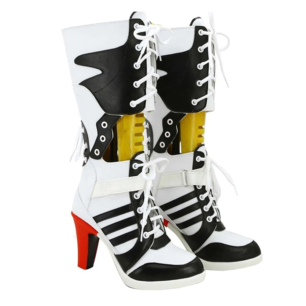 

Fantasia Super Villain Quinzel Shoes, длинные сапоги для косплея, женские аксессуары для костюмов Disfraz, женская карнавальная обувь на Хэллоуин