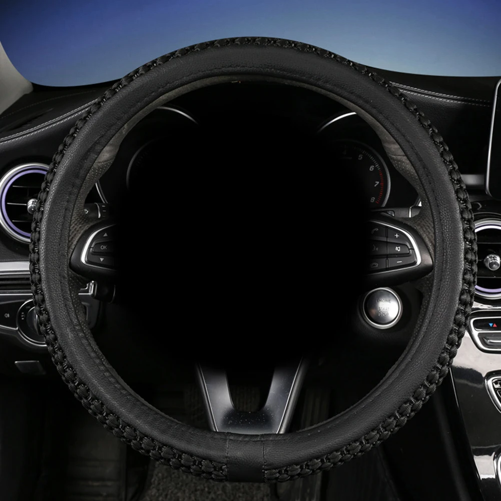 

Automotive Steering Accessory Breathable Non-slip Cover Car Interior Upgrade Black Red Breathable Non-slip Steering Wheel Cover