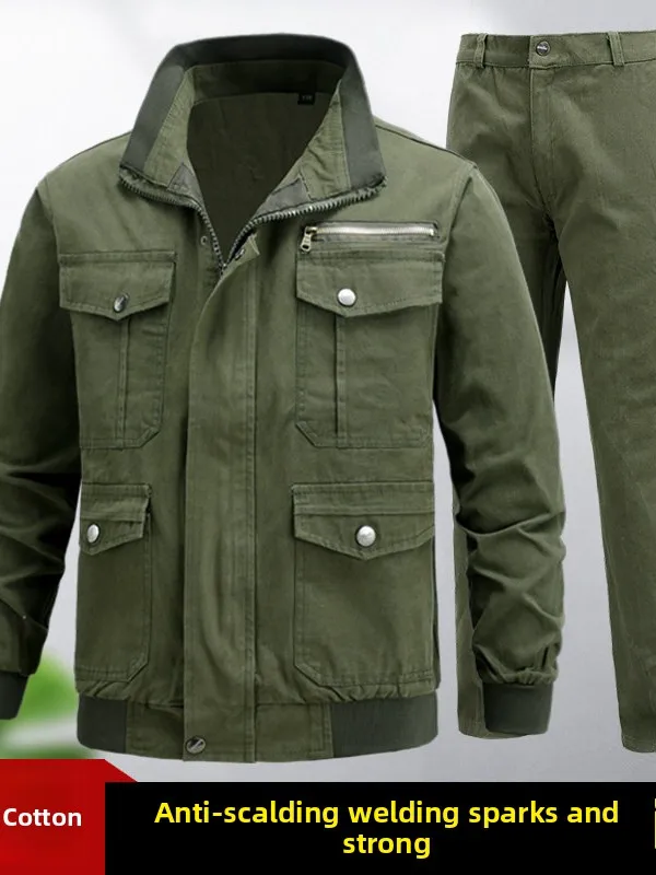 

Thiened Pure Cotton Men's Workwear Set for W Anti-Heat Resistant Wearable in Construction Site Welding Labor ...
