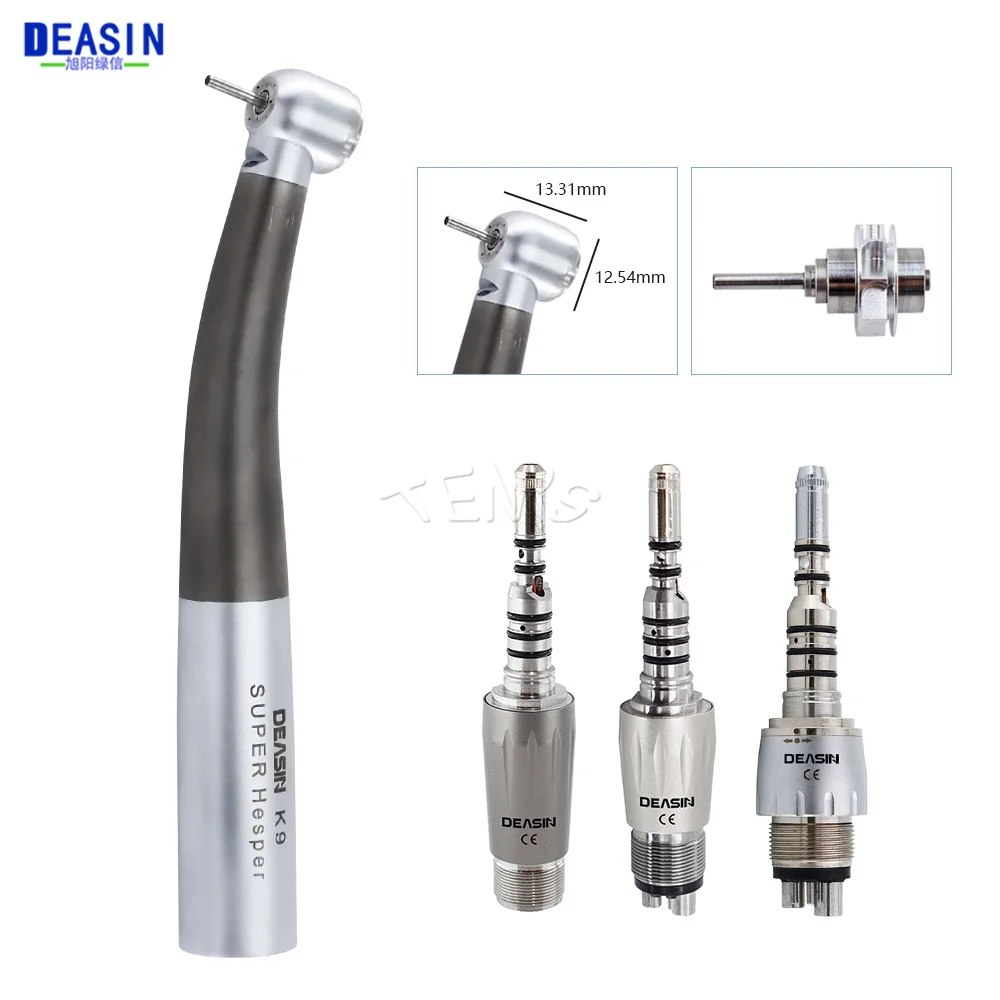 

New Dental Titanium Fiber optic High Speed Handpiece Air Turbine with Ceramic Bearing Torque push button head For KAVO coupler