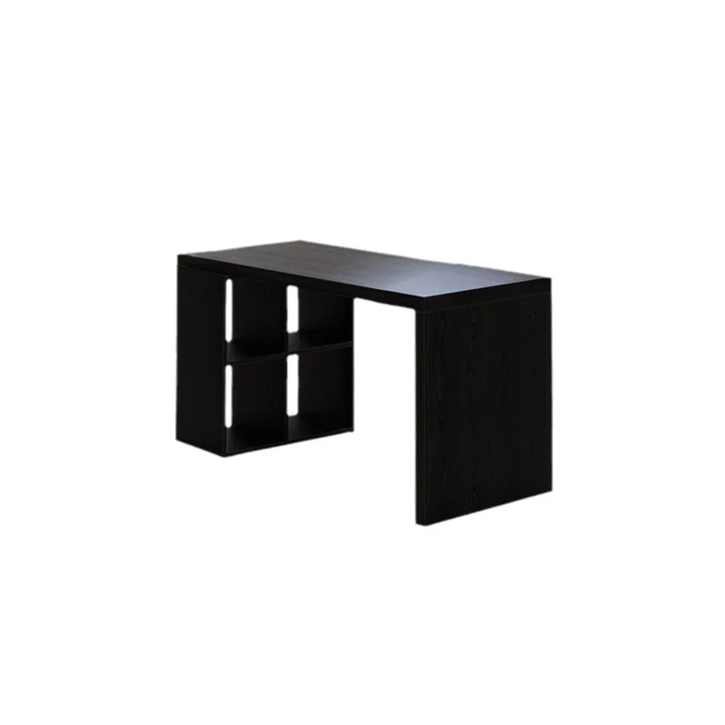 Black solid wood L-shaped corner table bookcase integrated computer desk bedroom home e-sports table