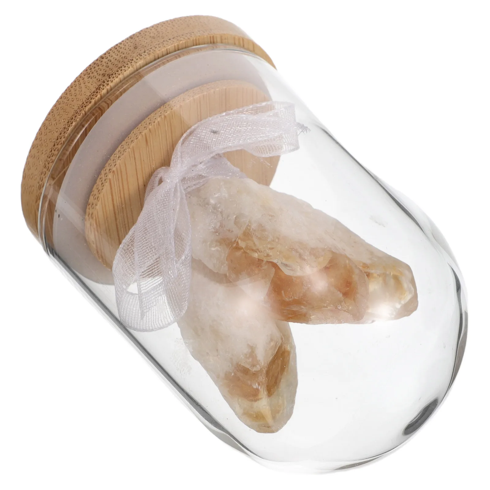 

Crystal Tooth Flower Cluster Miniature Landscape Glass Dome Wooden Base Lucky Healing Decoration Meditation Yoga Office Table