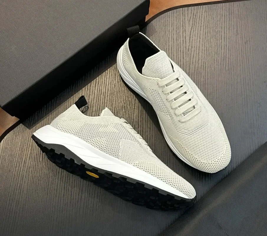 2026 SS New Men Knit Breathable Sports Shoes Comfort Fashion Casual Sneakers European Sizes 39-46