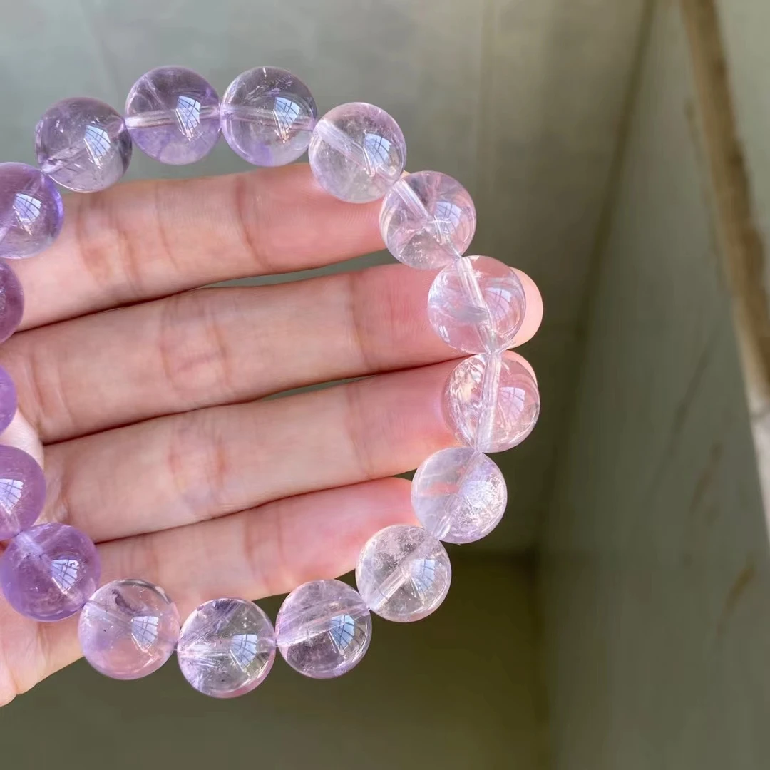 Natural Lavender Amethyst Quartz Bracelet Clear Round Beads 12.5mm Women Men Colorful Amethyst Stretch Bracelet AAAAA