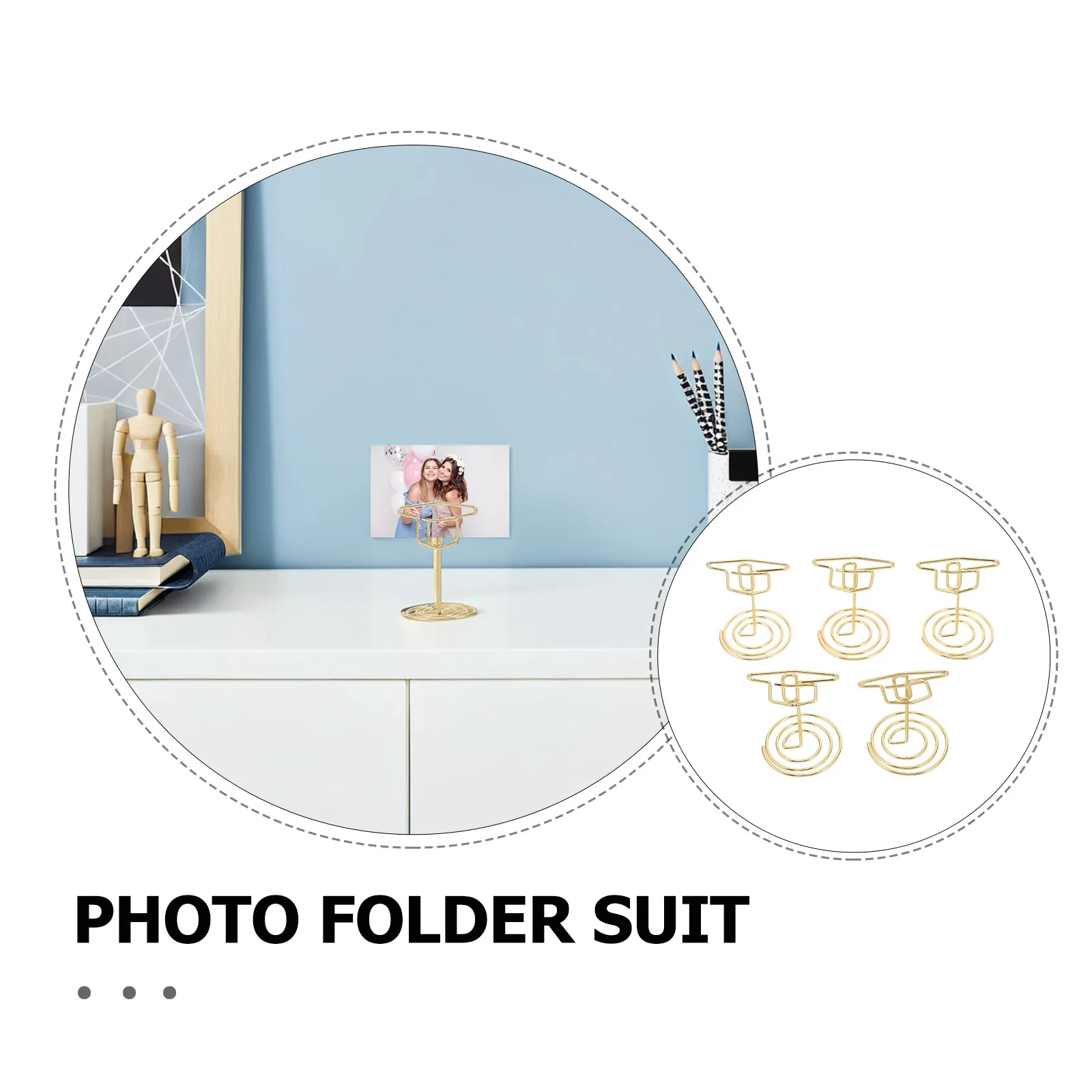 15pcs Gold Metal Graduation Photo Holders – Doctoral Cap Table Card Clips for Desktop, Memo & Wire Display