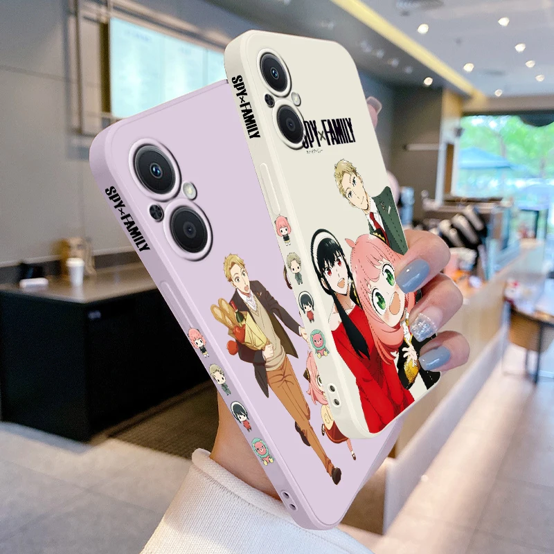 Spy Family Anya Forger Phone Case For OPPO Find X5 X3 X2 Lite Pro Neo A5 A53 A94 4G 5G Liquid Left Rope Soft Cover