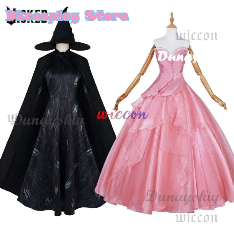 Wicked Glinda Cosplay Costume Disguise Elphaba Cosplay Women Pink Dress Crown Halloween Carnival Party Outfits Suit FilmStyle