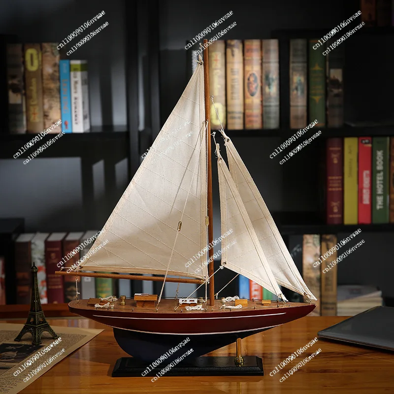 European Style Entryway Decor Smooth Sailing Ship Wooden Sailboat Model Kit Single Mast American